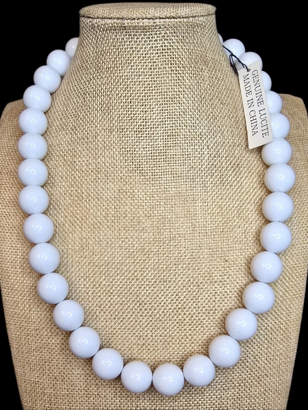 Vintage 1980s Ahbra Cale Collection Genuine Lucite White Beaded Necklace 
